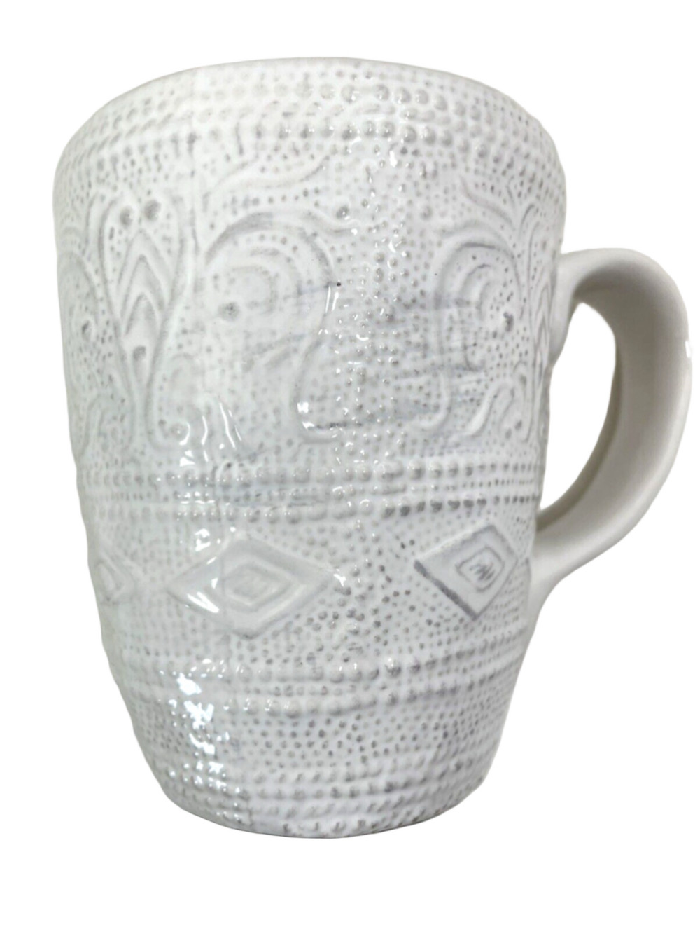 MAISON VERSAILLES Embossed Blanc Colette Coffee Mug Handcrafted